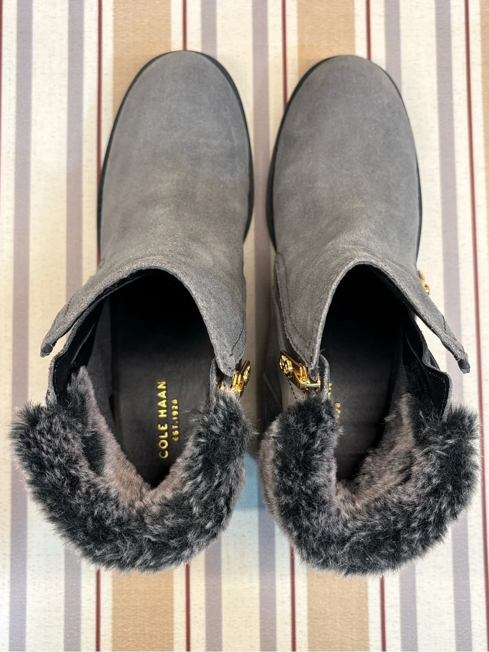 Cole Haan Quinney Waterproof Grey Bootie Leather Suede Women Size 8B W04745